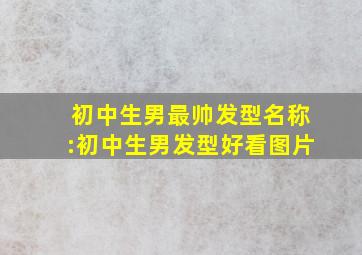 初中生男最帅发型名称:初中生男发型好看图片