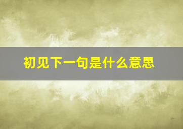 初见下一句是什么意思