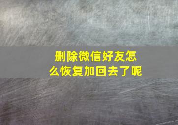 删除微信好友怎么恢复加回去了呢