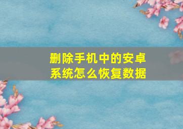 删除手机中的安卓系统怎么恢复数据