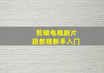 剪辑电视剧片段教程新手入门