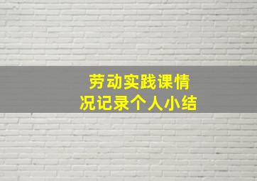 劳动实践课情况记录个人小结