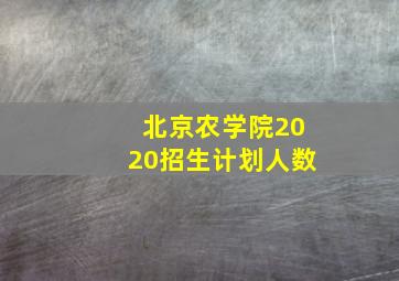 北京农学院2020招生计划人数