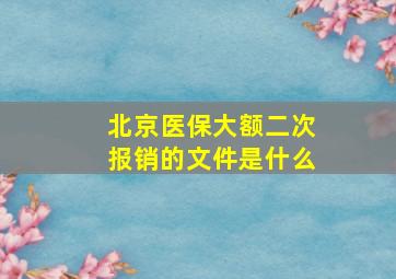 北京医保大额二次报销的文件是什么