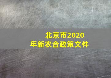 北京市2020年新农合政策文件