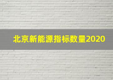 北京新能源指标数量2020