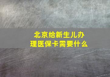 北京给新生儿办理医保卡需要什么