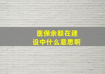 医保余额在建设中什么意思啊