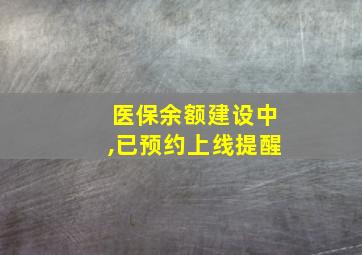 医保余额建设中,已预约上线提醒