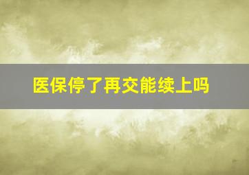 医保停了再交能续上吗