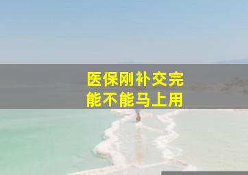 医保刚补交完能不能马上用