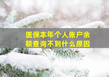 医保本年个人账户余额查询不到什么原因