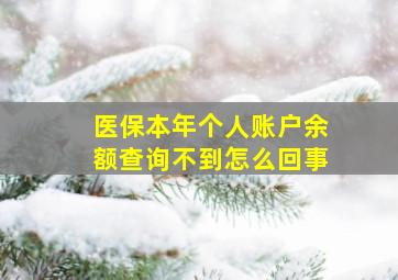 医保本年个人账户余额查询不到怎么回事