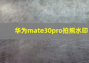 华为mate30pro拍照水印