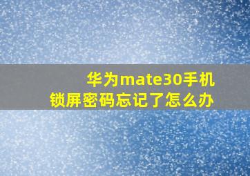 华为mate30手机锁屏密码忘记了怎么办