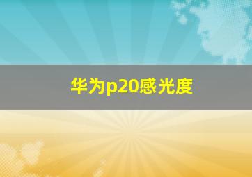 华为p20感光度