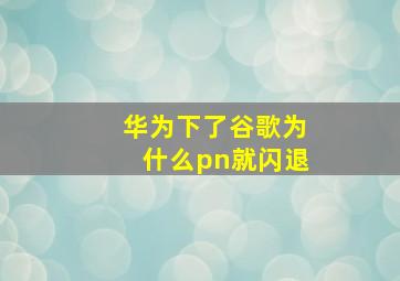 华为下了谷歌为什么pn就闪退