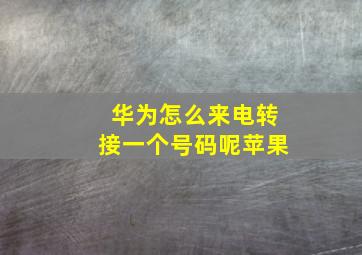 华为怎么来电转接一个号码呢苹果