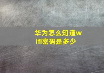 华为怎么知道wifi密码是多少