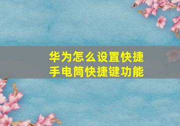 华为怎么设置快捷手电筒快捷键功能