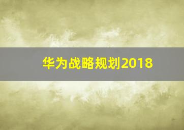 华为战略规划2018