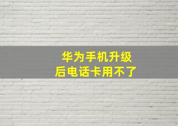 华为手机升级后电话卡用不了