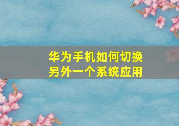 华为手机如何切换另外一个系统应用