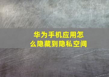 华为手机应用怎么隐藏到隐私空间