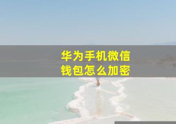 华为手机微信钱包怎么加密