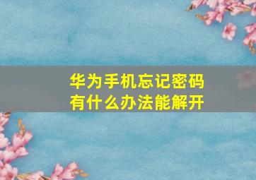 华为手机忘记密码有什么办法能解开