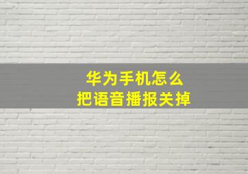 华为手机怎么把语音播报关掉