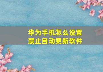 华为手机怎么设置禁止自动更新软件