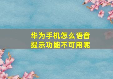 华为手机怎么语音提示功能不可用呢