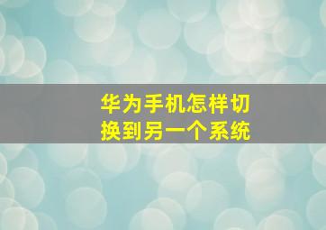 华为手机怎样切换到另一个系统