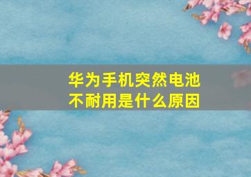 华为手机突然电池不耐用是什么原因