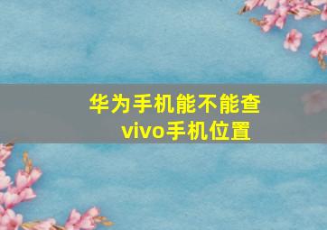 华为手机能不能查vivo手机位置