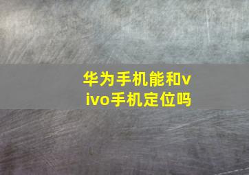 华为手机能和vivo手机定位吗