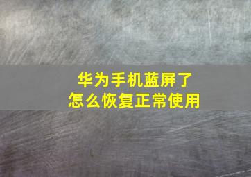 华为手机蓝屏了怎么恢复正常使用