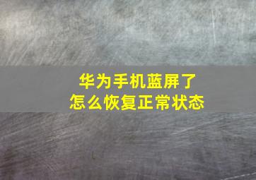 华为手机蓝屏了怎么恢复正常状态