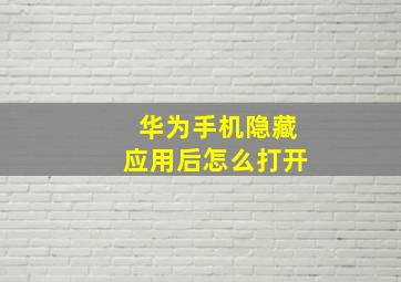 华为手机隐藏应用后怎么打开