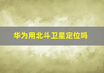 华为用北斗卫星定位吗