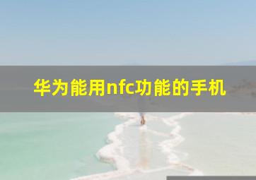 华为能用nfc功能的手机