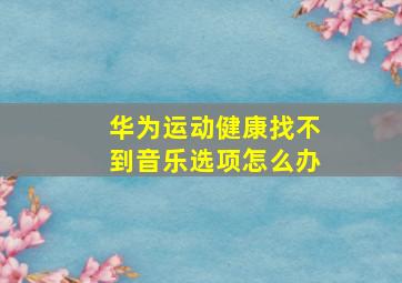 华为运动健康找不到音乐选项怎么办