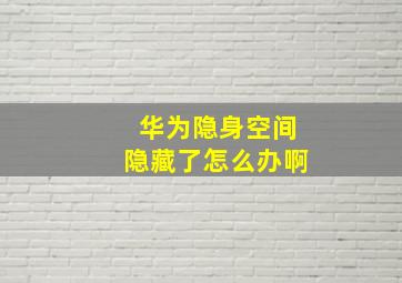 华为隐身空间隐藏了怎么办啊