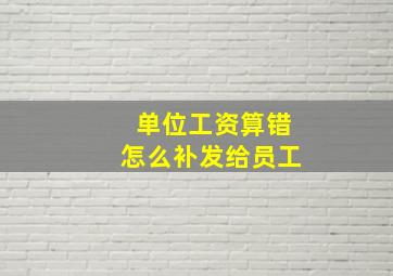 单位工资算错怎么补发给员工