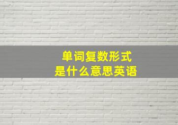 单词复数形式是什么意思英语