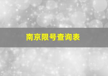 南京限号查询表