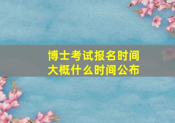 博士考试报名时间大概什么时间公布