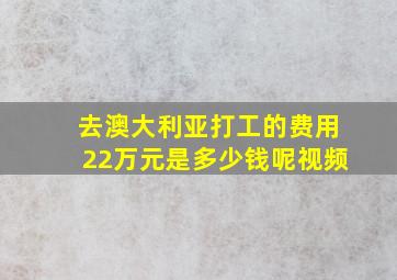 去澳大利亚打工的费用22万元是多少钱呢视频