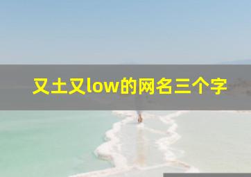 又土又low的网名三个字